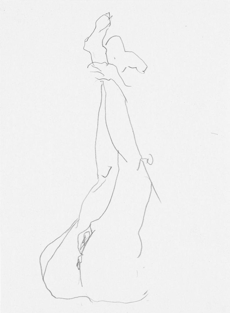 Liggend naakt, benen omhoog 2